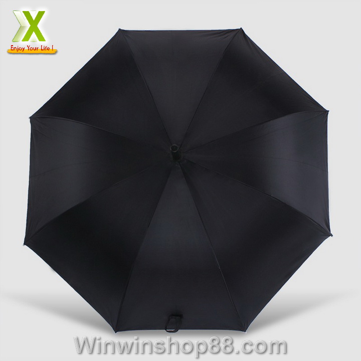 [HCM]Ô dù đen trơn cán dài viền vàng 1m