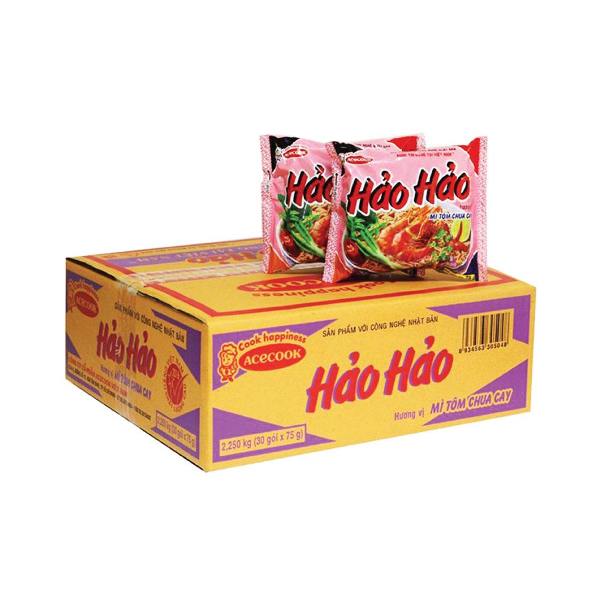 Thùng 30 gói mì tôm Hảo Hảo chua cay 75g