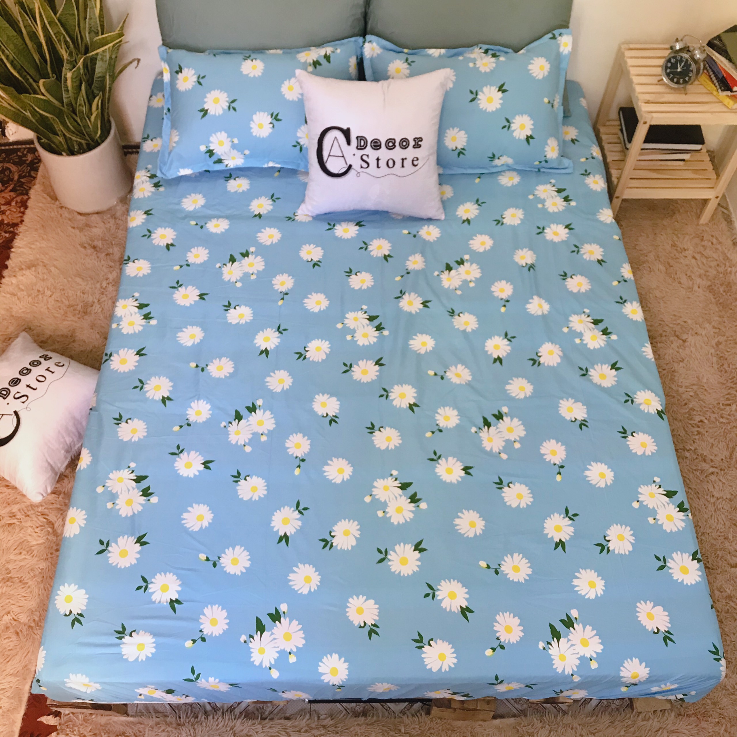 Bộ Ga Giường Kèm 2 Vỏ Gối Cotton Poly C.A Decor, Nhiều Mẫu Lựa Chọn Chất Liệu Thoáng Mát , Kích Cỡ Đa Dạng