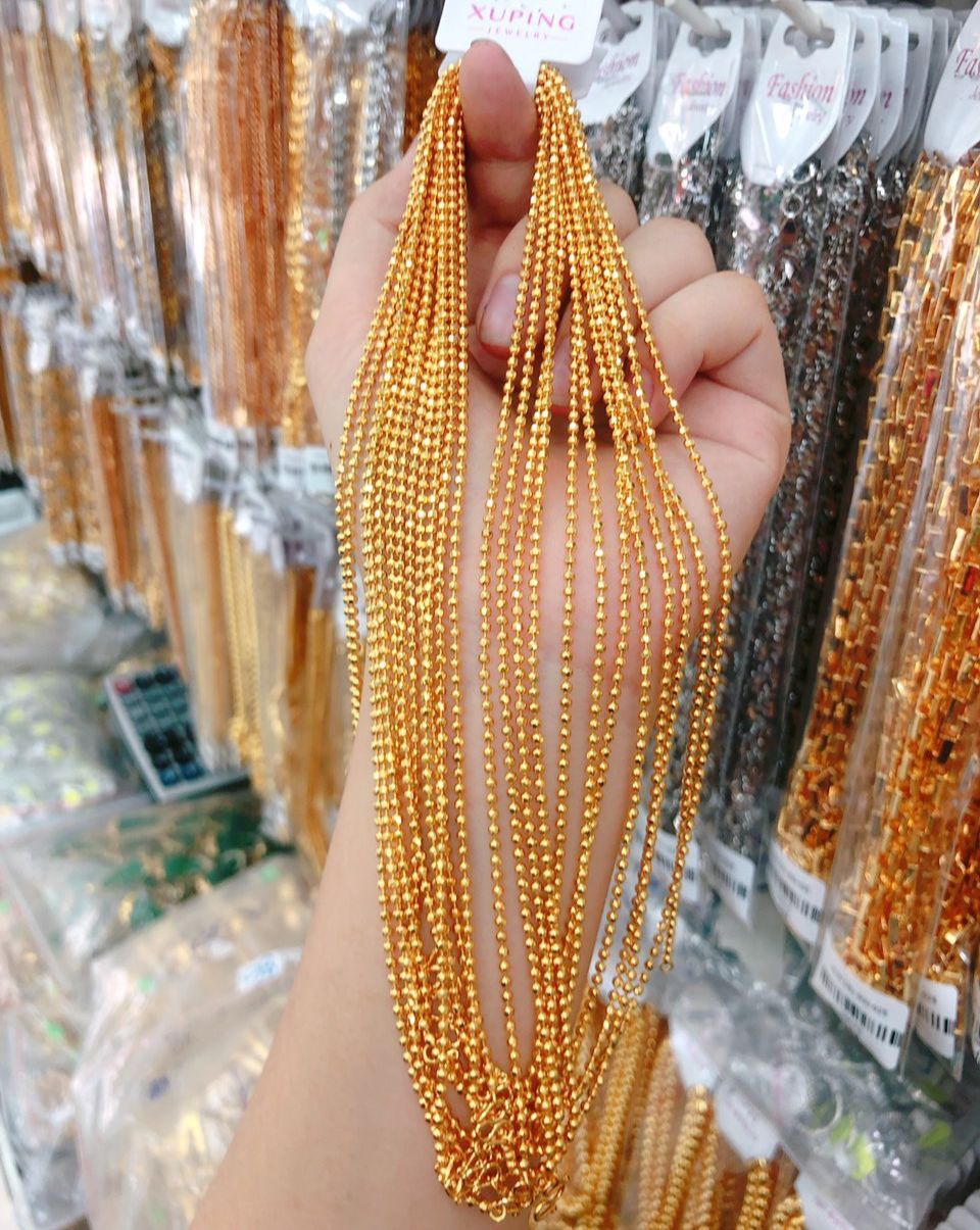 Dây chuyền bi nữ vàng 24k - d112211 juri shop - không đen không dị ứng