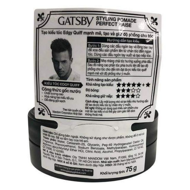 Wax Vuốt Tóc Gatsby Pomade 75G