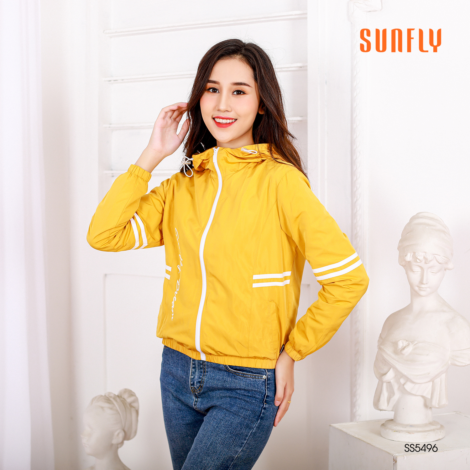 [VOUCHER ĐỘC QUYỀN 15.1 - GIẢM 15% TỐI ĐA 100K]Áo Khoác Gió Nữ SUNFLY Lót Lưới Có Mũ SS5496