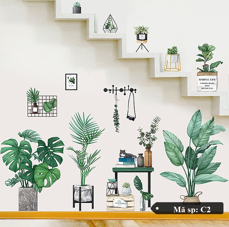 Decal dán tường Chậu cây nhiệt đới số 2 - C2 - vivadecal