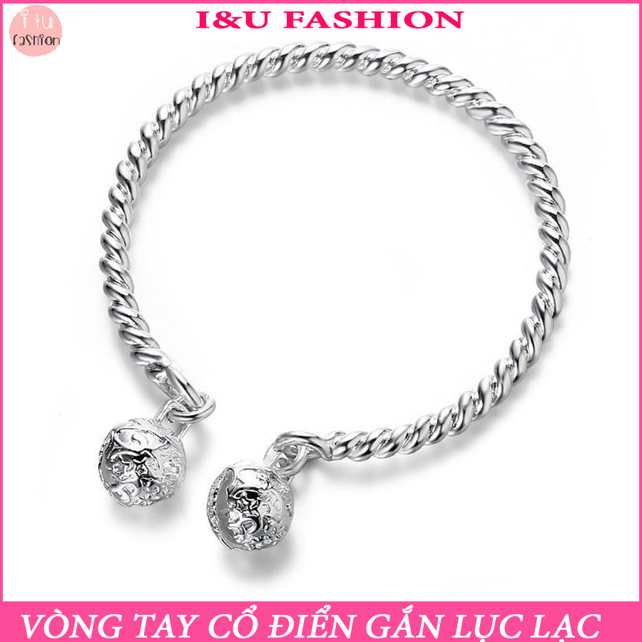 Vòng tay lắc tay cổ điển dây xoắn gắn chuông lục lạc cầu may mắn bình an kiểu hở có thể điều chỉnh kích thước tiện lợi thời trang sang chảnh cao cấp VT-47