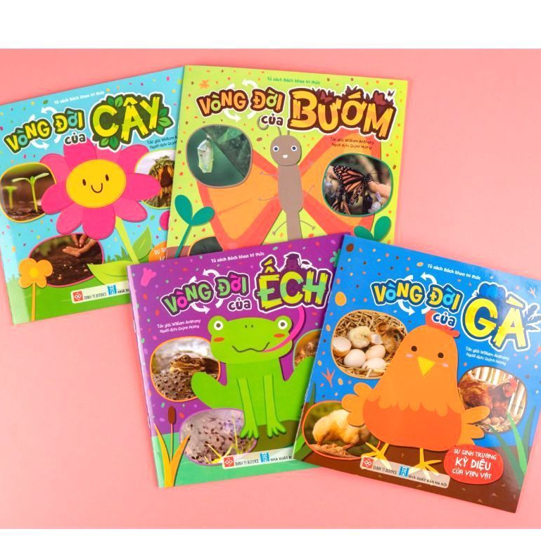 Sách sự sinh trưởng kỳ diệu của vạn vật - vòng đời của cây, ếch, gà, bướm - sách thiếu nhi - đinh tị