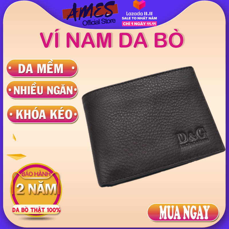 Bóp nam da bò nhỏ gọn thiết kế sang trọng lịch lãm nhiều ngăn nhỏ đựng giấy tờ