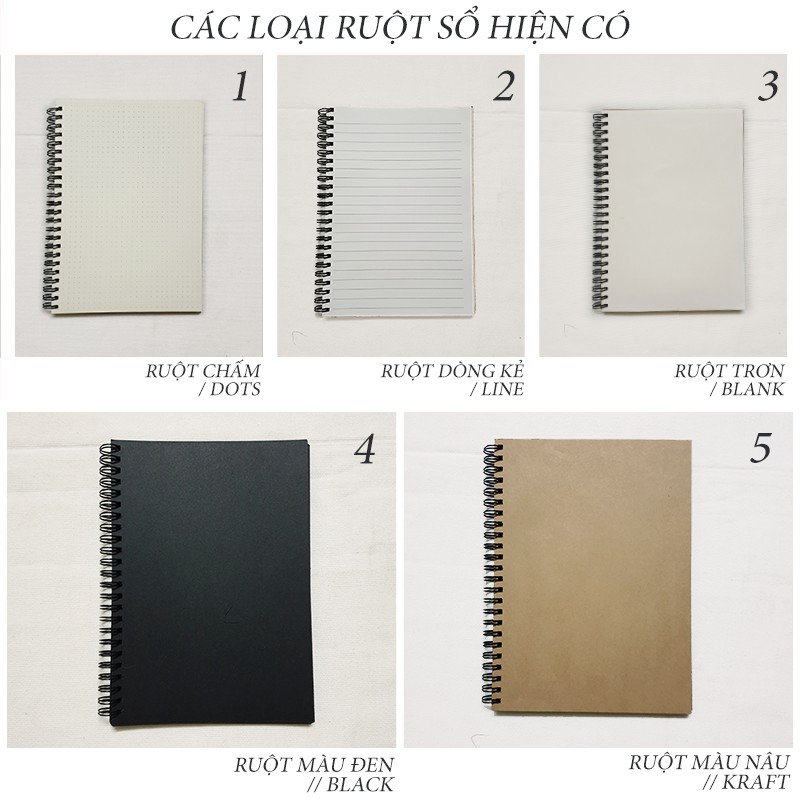 [HCM]Sổ Tay Ghi Chép Hình Lá Size A5 A6