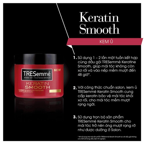 KEM Ủ TÓC TRESEMME KERATIN SMOOTH VÀO NẾP SUÔN MƯỢT (180ML)