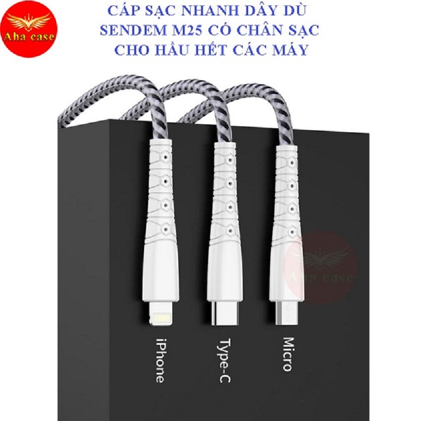 [Cáp Sạc Dù Chống Đứt] SIÊU BỀN -CHÍNH HÃNG SD M25 ✓Dây sạc Iphone Android Type C BH 12 Tháng 1 đổi 1