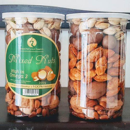 [HCM]Mix Nuts 6 loại hạt (Óc chó hạnh nhân Thông Mỹ macca Hồ Đào hạt dẻ cười)-Hộp 500gr