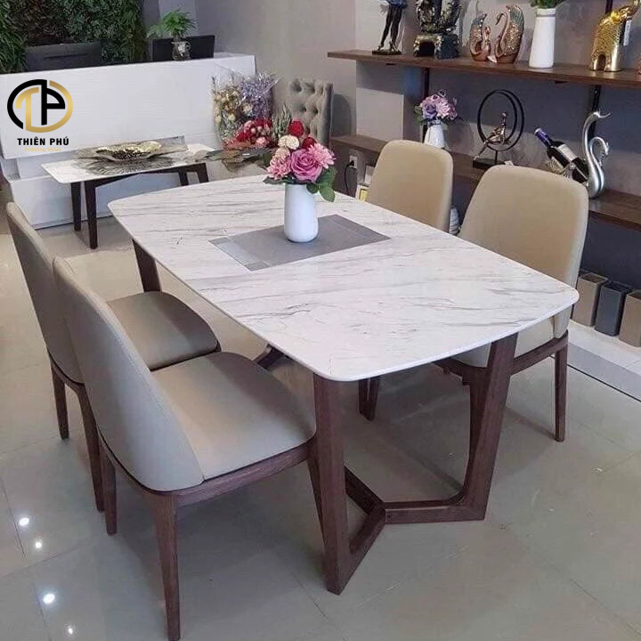 Bộ Bàn Ăn Concorde 1m4 Mặt Đá 4 Ghế Grace