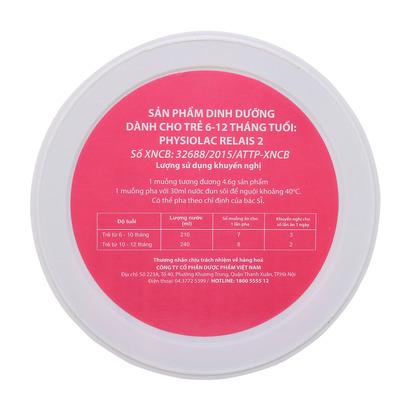 Sữa Physiolac Relais số 2 900g ( dành cho trẻ từ 6 - 12 tháng) (hộp thiếc)