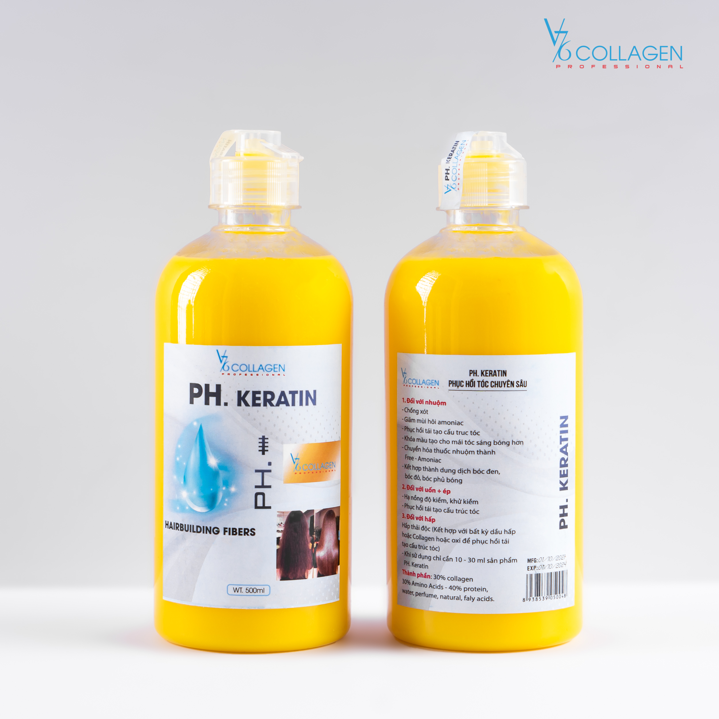 Axit béo phục hồi tóc chuyên sâu PH Keratin V76 Collagen Italy 500ml