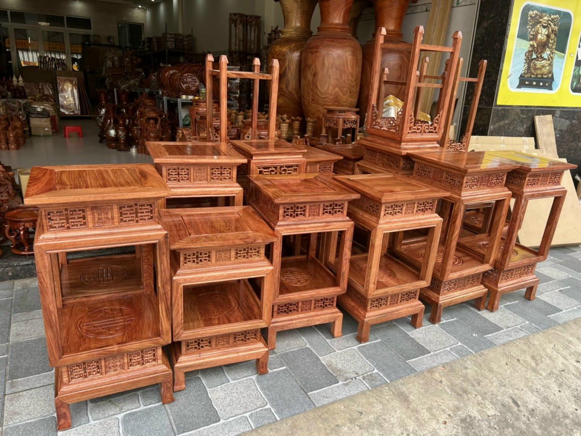 Đôn đèn gỗ hương 2 tầng ,đôn lồng đèn vuông gỗ hương chiện thọ vuông mặt 38 cao 60-70-80 cm vvv
