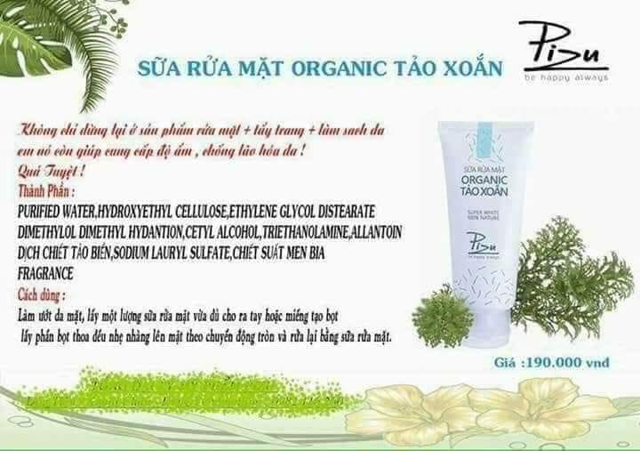 sữa rửa mặt OGANIC TẢO Xoẵn Pizu