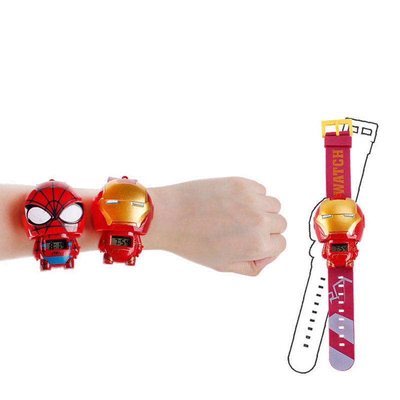 Đồng Hồ Iron Man Spider-Man Biến Hình dễ thương dễ thương,Đồng Hồ Công Chúa Helo kitty Dành Cho Bé Gái, Chống Nước