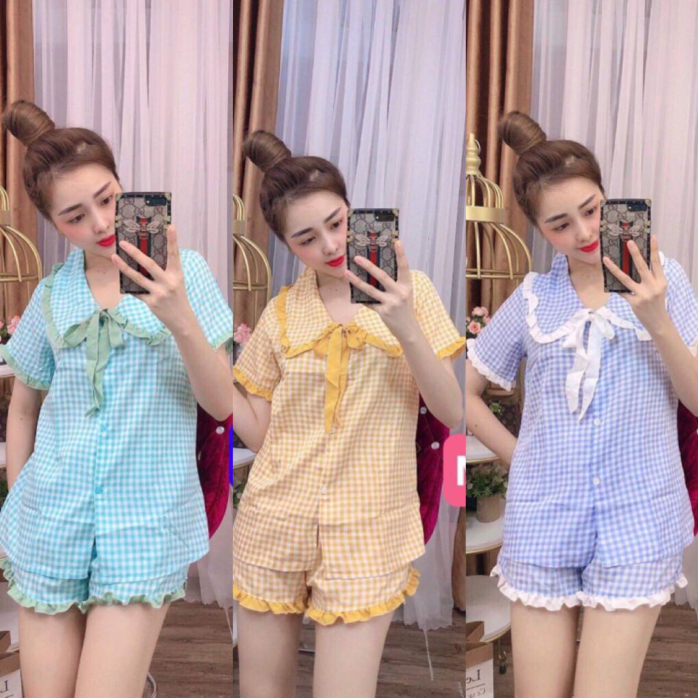 SET BỘ THỜI TRANG ĐÙI CARO SIÊU DỄ THƯƠNG