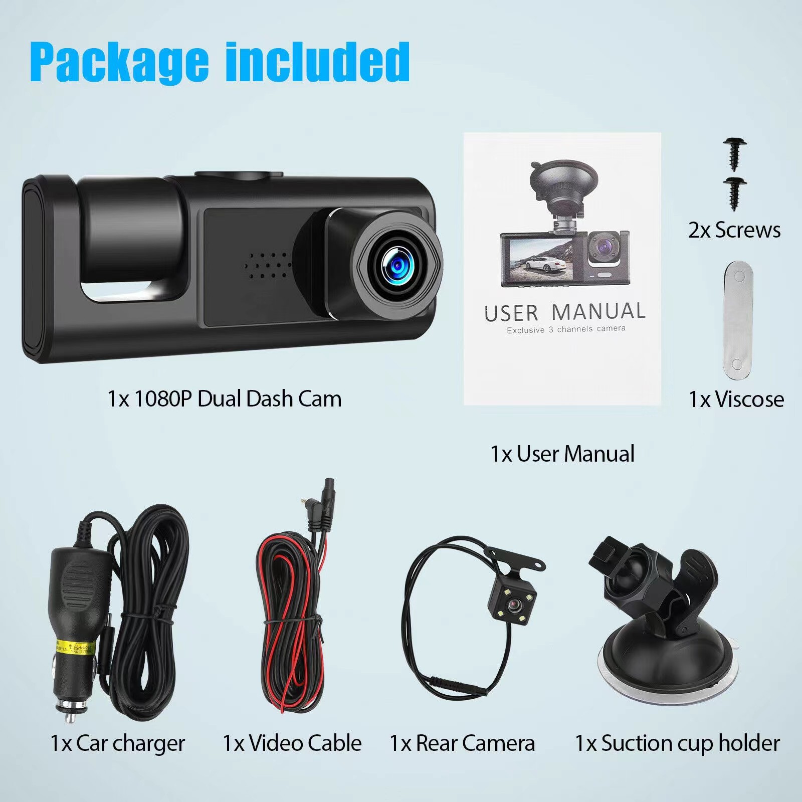 Camera hành trình 3 mắt Full HD 1080P.
