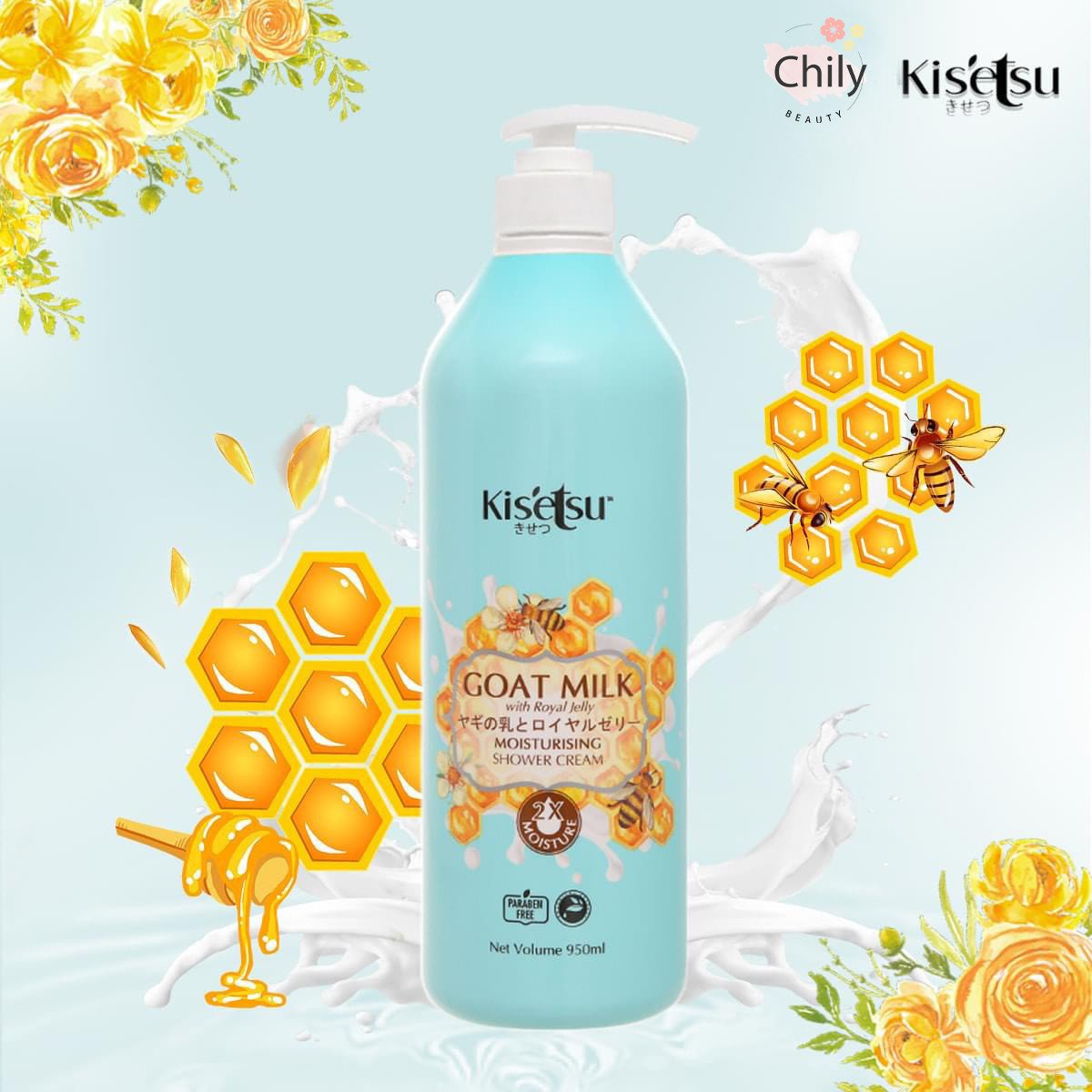 [Liên Hệ Nhận Mã Giảm Giá] Sữa Tắm Dưỡng Ẩm Trắng Da Kisetsu 950ml