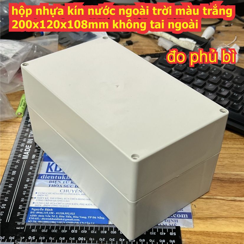 hộp nhựa kín nước box thùng nhựa ngoài trời 200x120x108mm màu trắng không / có tai ngoài kde5140