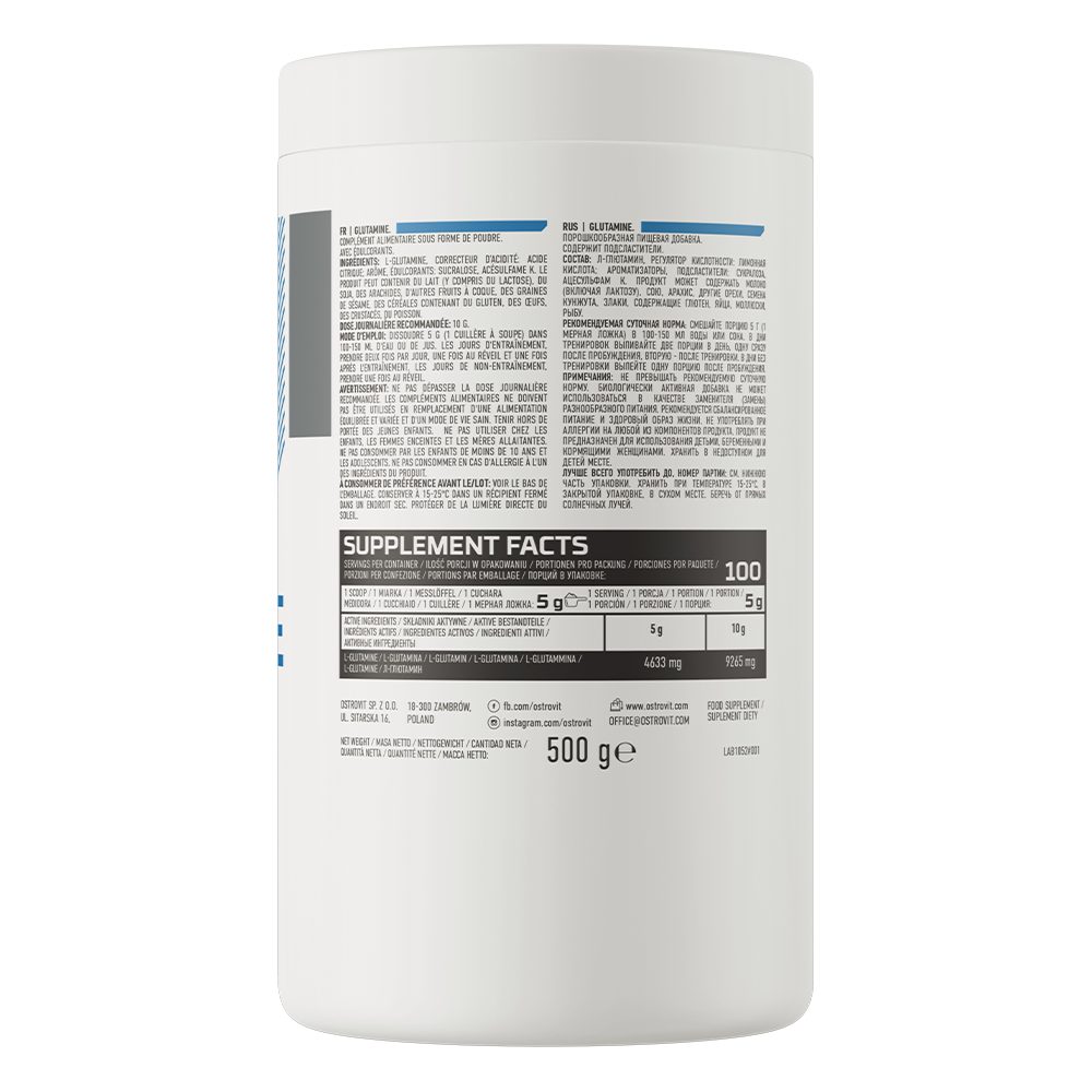 Glutamine Ostrovit 100 lần dùng - Đơn chất Glutamine 500g