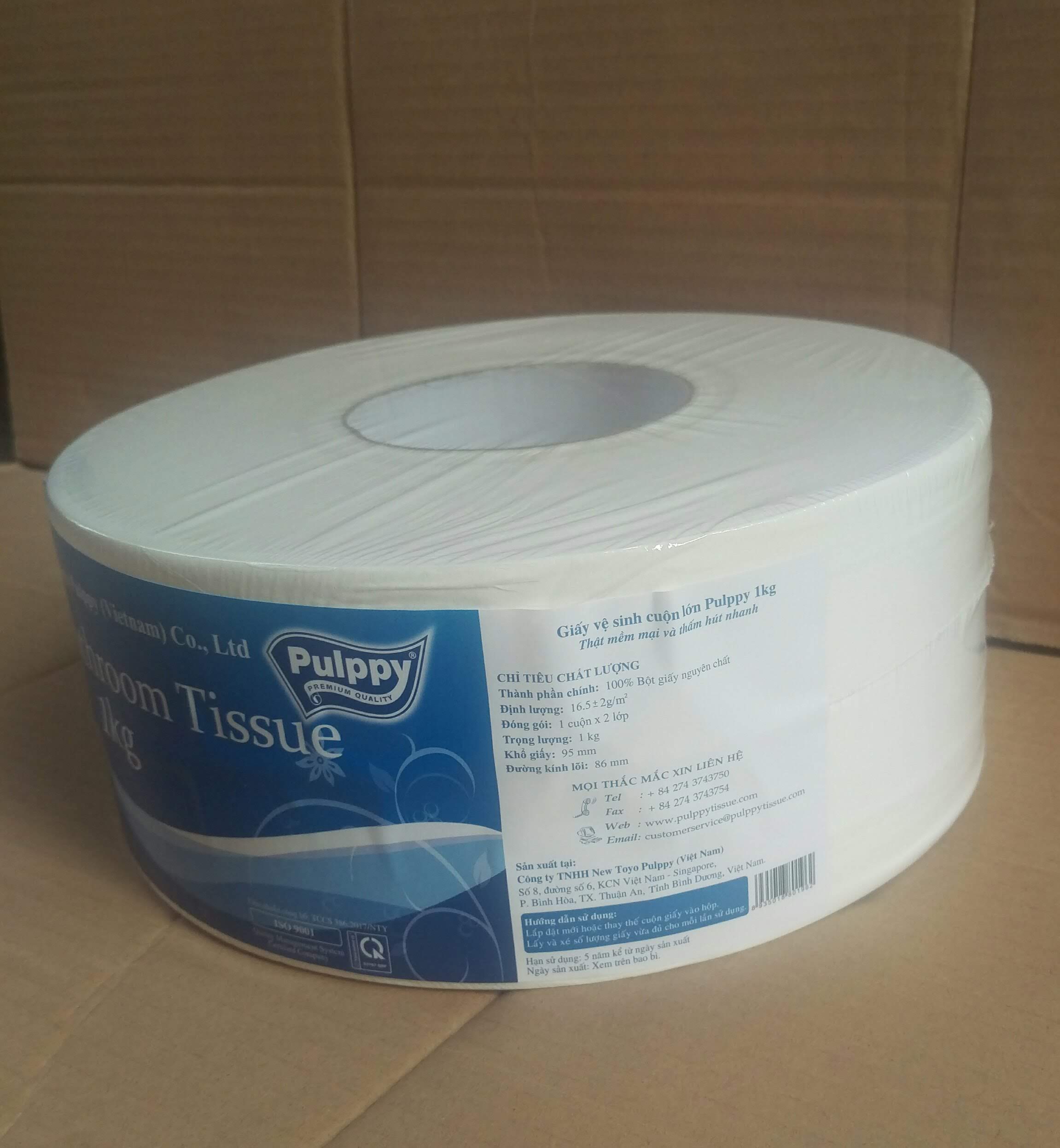 Giấy vệ sinh cuộn lớn Pulppy 1kg