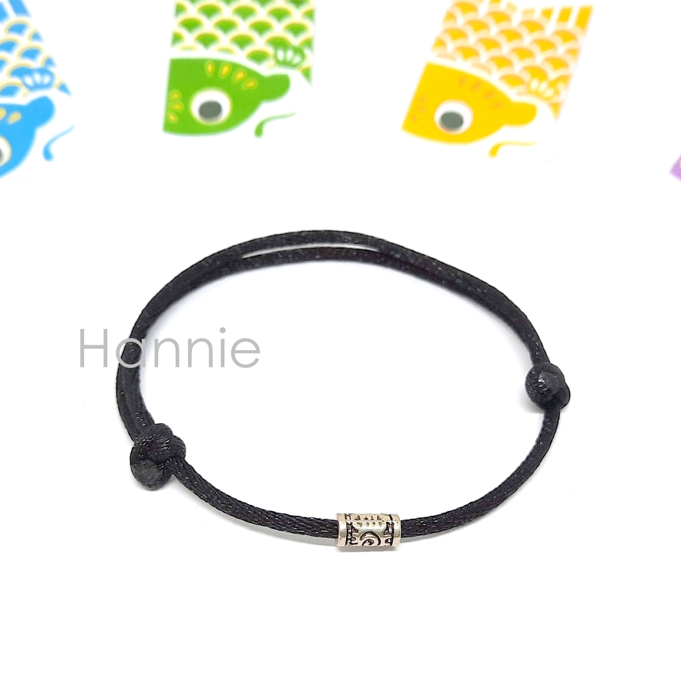 (Đỏ/Đen) Vòng tay chỉ may mắn khúc bạc khóa trượt 2mm đeo tay nam nữ - Lucky Bracelet