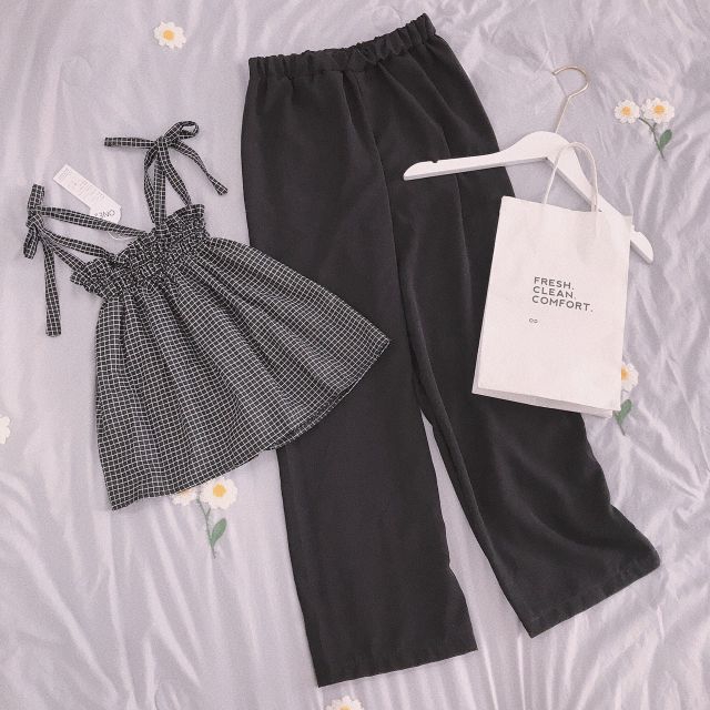 Áo caro cột nơ vai siêu xinh