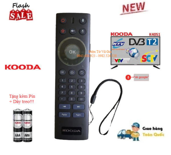 Bảng giá Remote Điều khiển tivi Kooda giọng nói kiêm chuột bay- Hàng chính hãng theo TV mới 100% Tặng kèm Pin