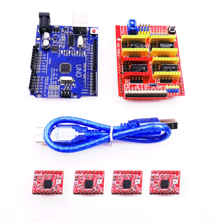 Combo Arduino Uno R3 dán + Shield Uno R3 + 4 Module A4988 V1