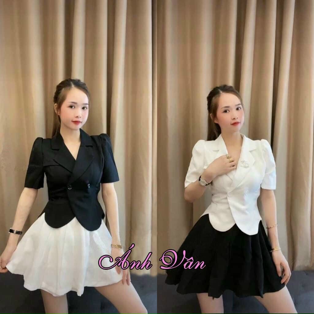[HỒNG NHUNG 48] [STYLE LAB] Sét Áo Vest Vạt Bầu Kèm Chân Váy Xòe Dập Ly Chất Umi Mềm Mại Sang Chảnh . QC