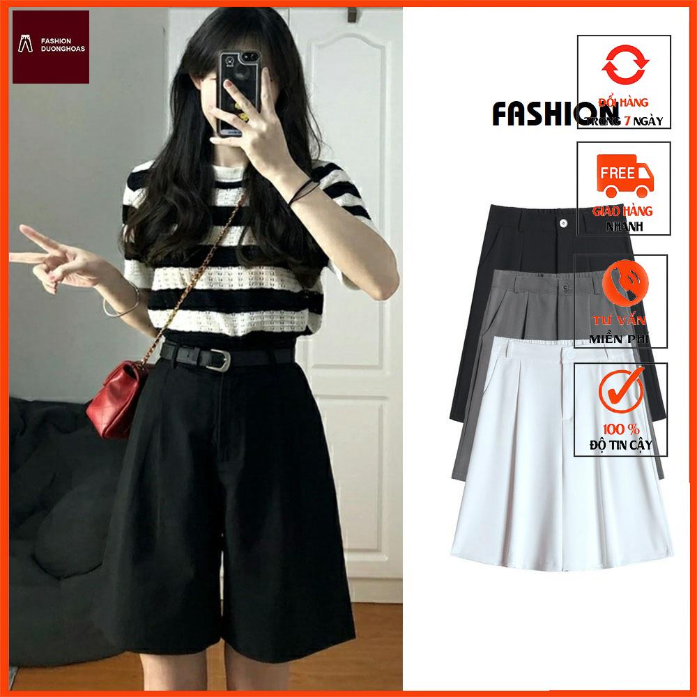 Quần short cạp cao quần short ống rộng dáng lửng ulzzang siêu xinh 228