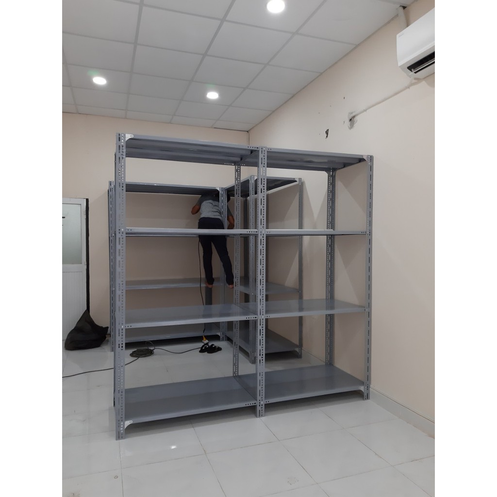 Kệ sắt V lỗ Cao 2m - Rộng 0.5m - Dài 2m - lắp 4 mâm