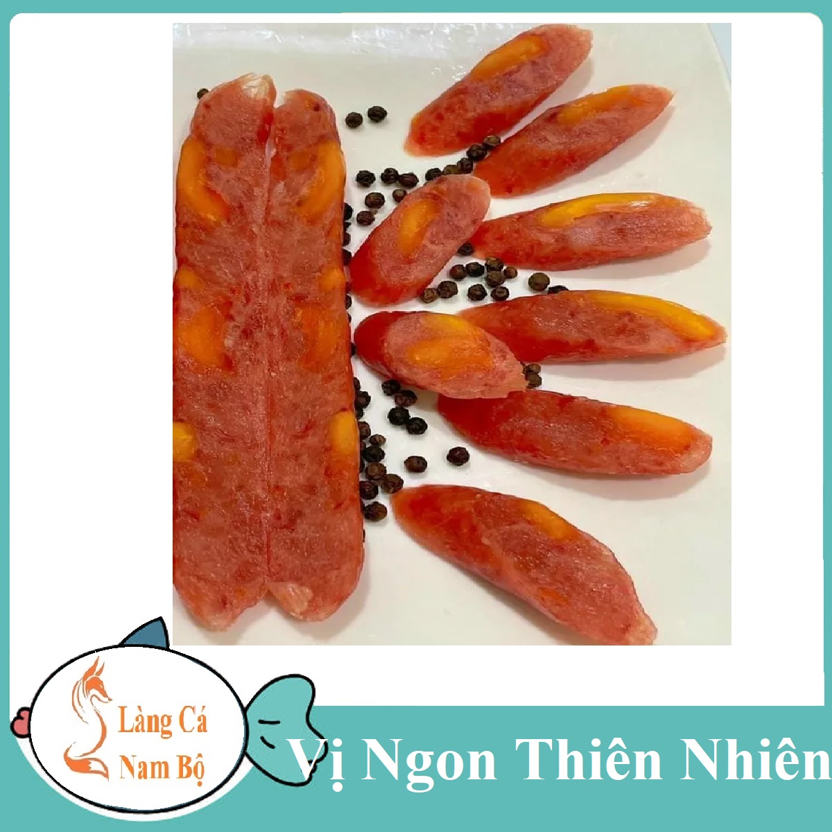 Lạp Xưởng Tôm Tươi Trứng Muối Dạng Dài Cao Cấp-Đặc Sản LONG THAI FOOD Chất Lượng Cao Siêu Trứng Muối