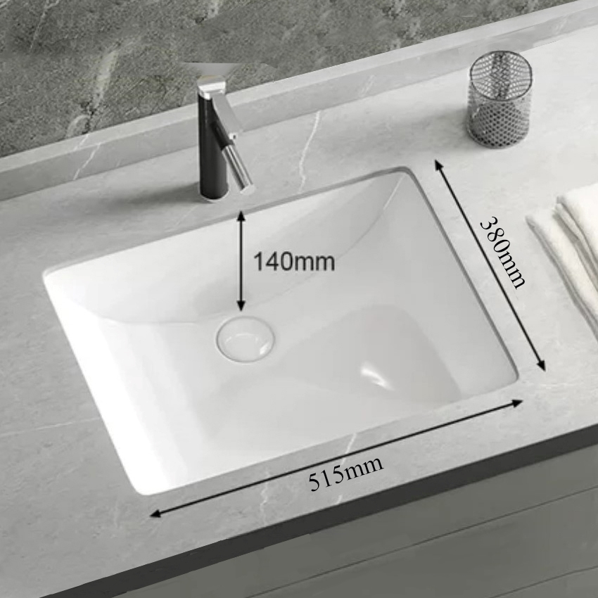 Chậu lavabo âm bàn kiểu vuông màu trắng mã A616V