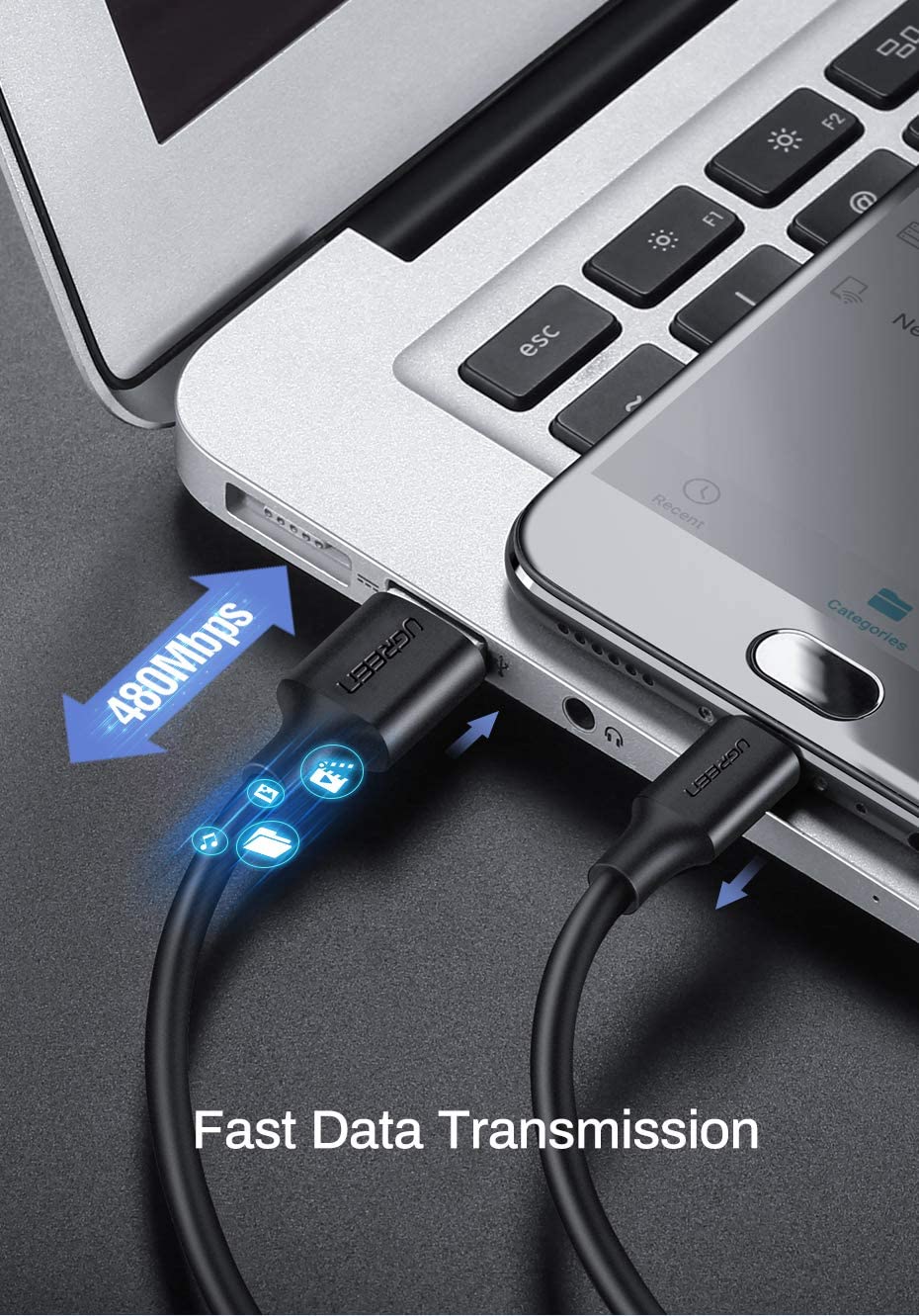 Cáp micro USB dài 1m Chính hãng Ugreen 10836