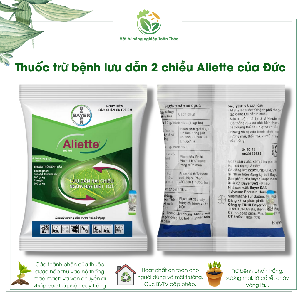 Thuốc trừ nấm bệnh cao cấp Aliette 800WG - Chính hãng