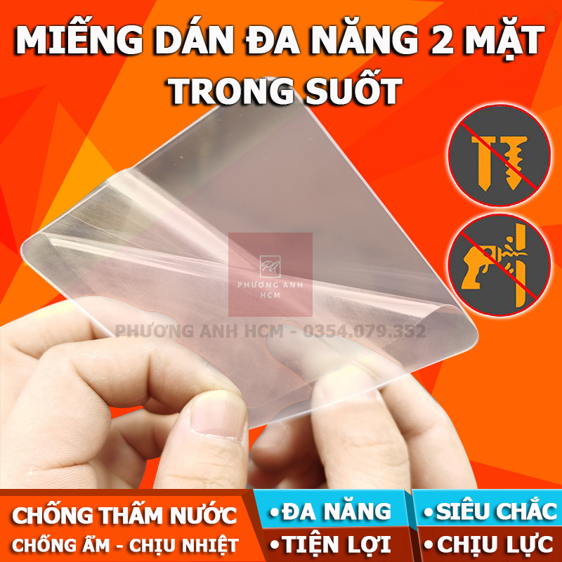 [COMBO 10] Miếng Dán Tường 2 Mặt Keo Trong Suốt - Dán Tranh Ảnh, Dán Dự Phòng Cho Giá Móc Treo Đồ, Kệ Nhà Tắm, Kệ Remote,...