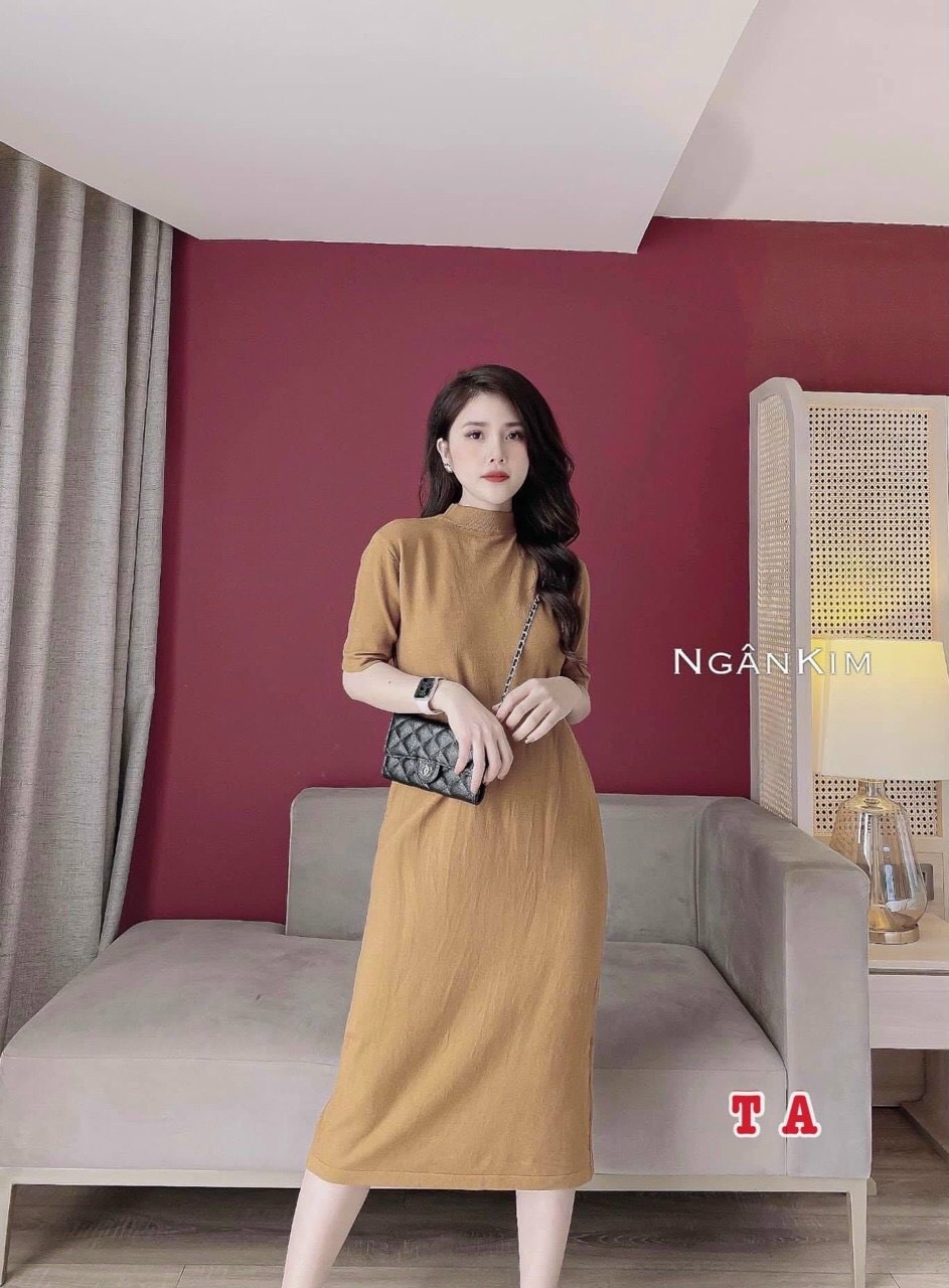 Đầm len suông