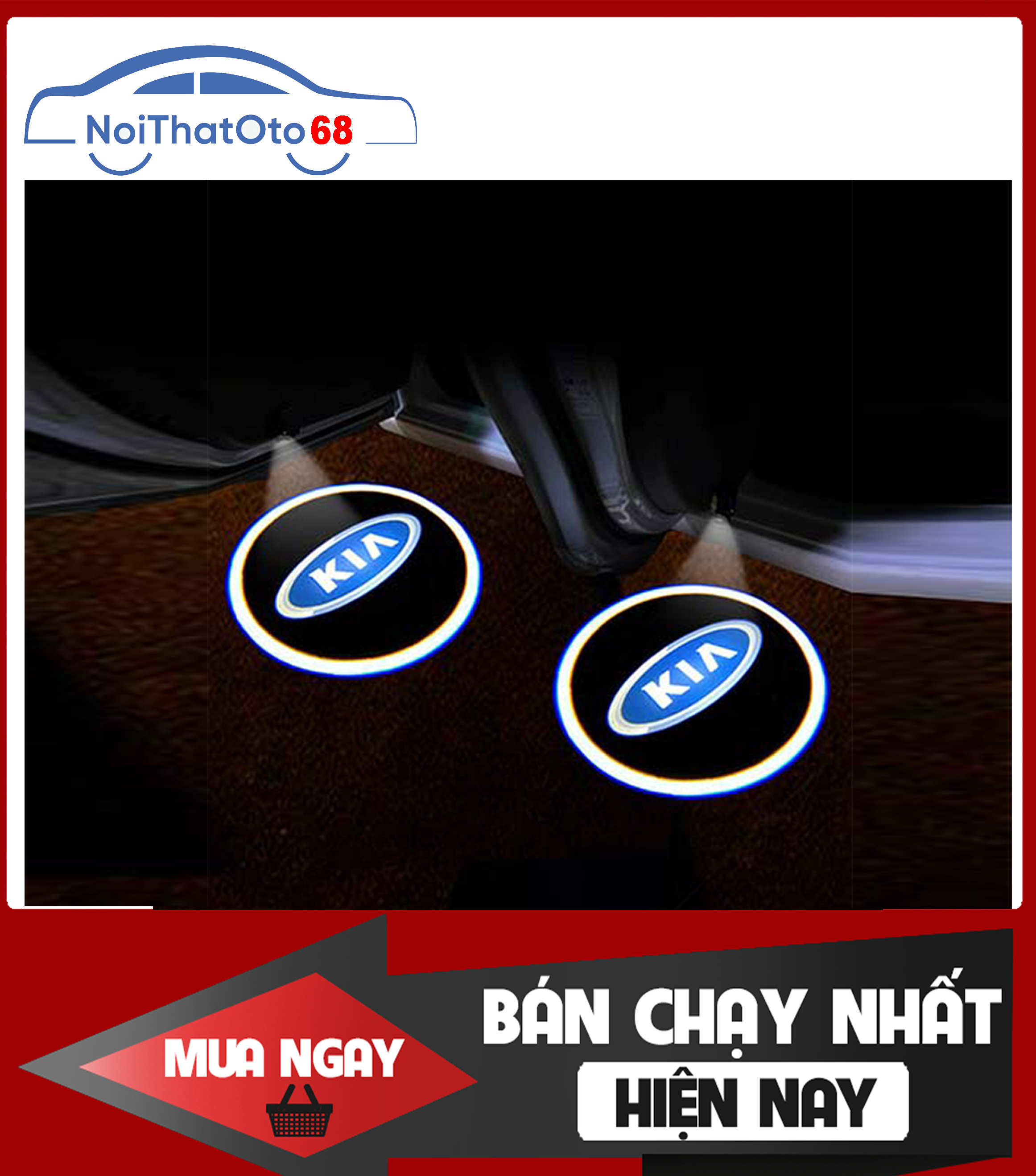 Đôi Đèn cảnh báo mở cửa chiếu Logo,  thương hiệu KIA