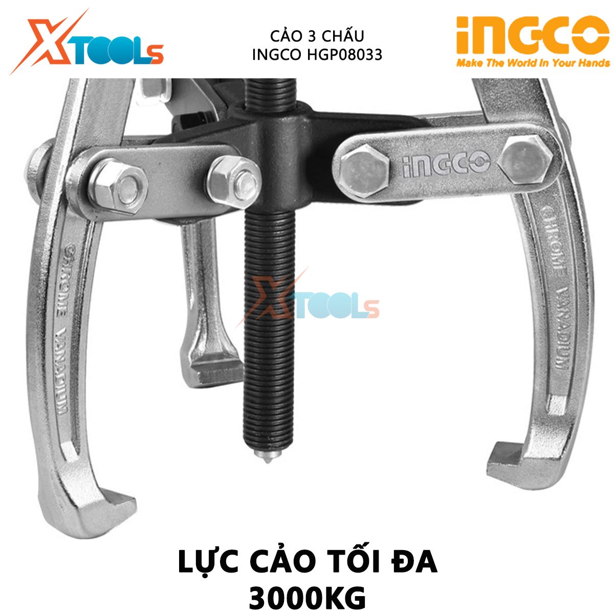 Puller 3 spoke 3 inch ingco HGP08033 | puller size puller 3 "hydraulic puller Max 3000 kg material steel CR-V removable bearings, bearing repair maintenance, Assembly of the machinery, device [genuine] [XTools]