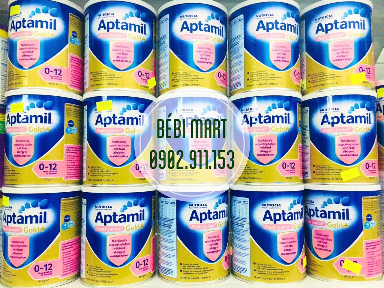 Sữa Aptamil Pepti junior Gold+ của Úc 450g (cho trẻ dị ứng đạm sữa bò 0-12 tháng)