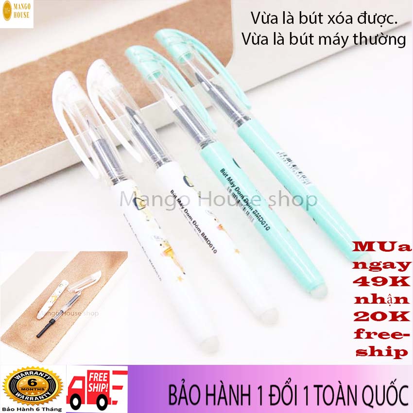 Viết máy xóa được Đom Đóm kèm - Có thể viết như viết bơm mực, vừa là viết xóa, nét trơn, ngòi lớn, bền chắc- Tặng kèm 01 ống mực xóa được- Mango House shop- Viết máy, bút xóa, bút tẩy được, bút máy tẩy được,