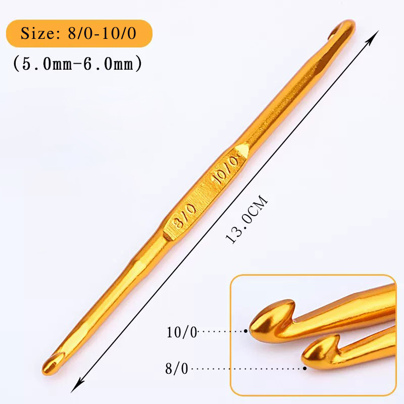 Kim móc nhôm 2 đầu cán vàng lẻ size