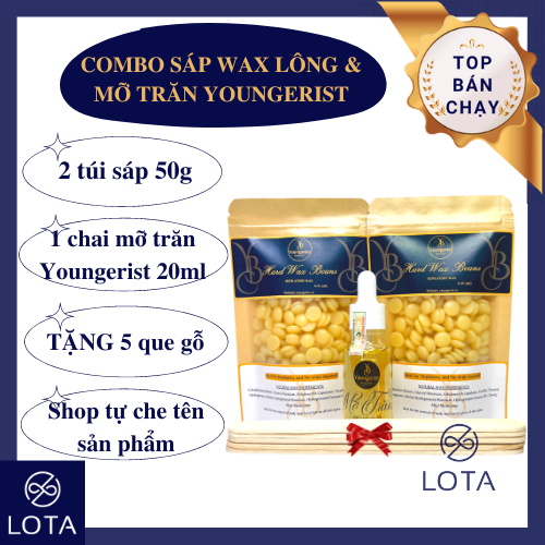 COMBO SÁP WAX LÔNG & MỠ TRĂN YOUNGERIST hard wax beans keo tẩy triệt lông sáp waxing tại nhà hạt đậu tẩy lông sáp wax lông nách bikini tay chân,triệt lông toàn thân