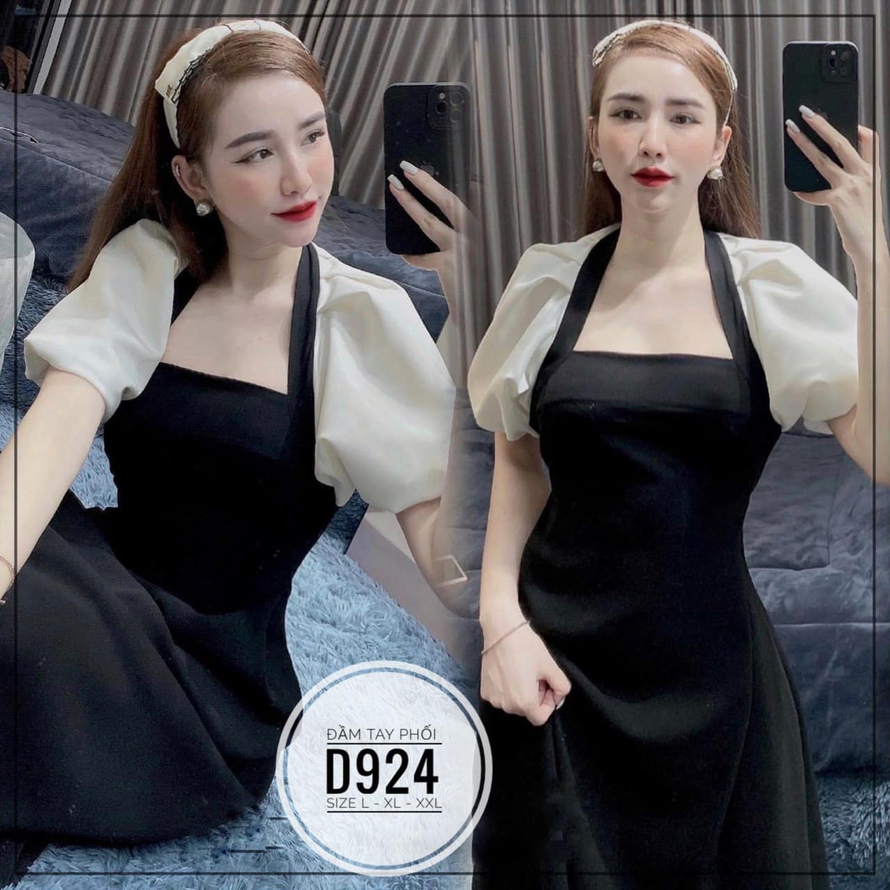 Bigsize Đầm tay phối D924