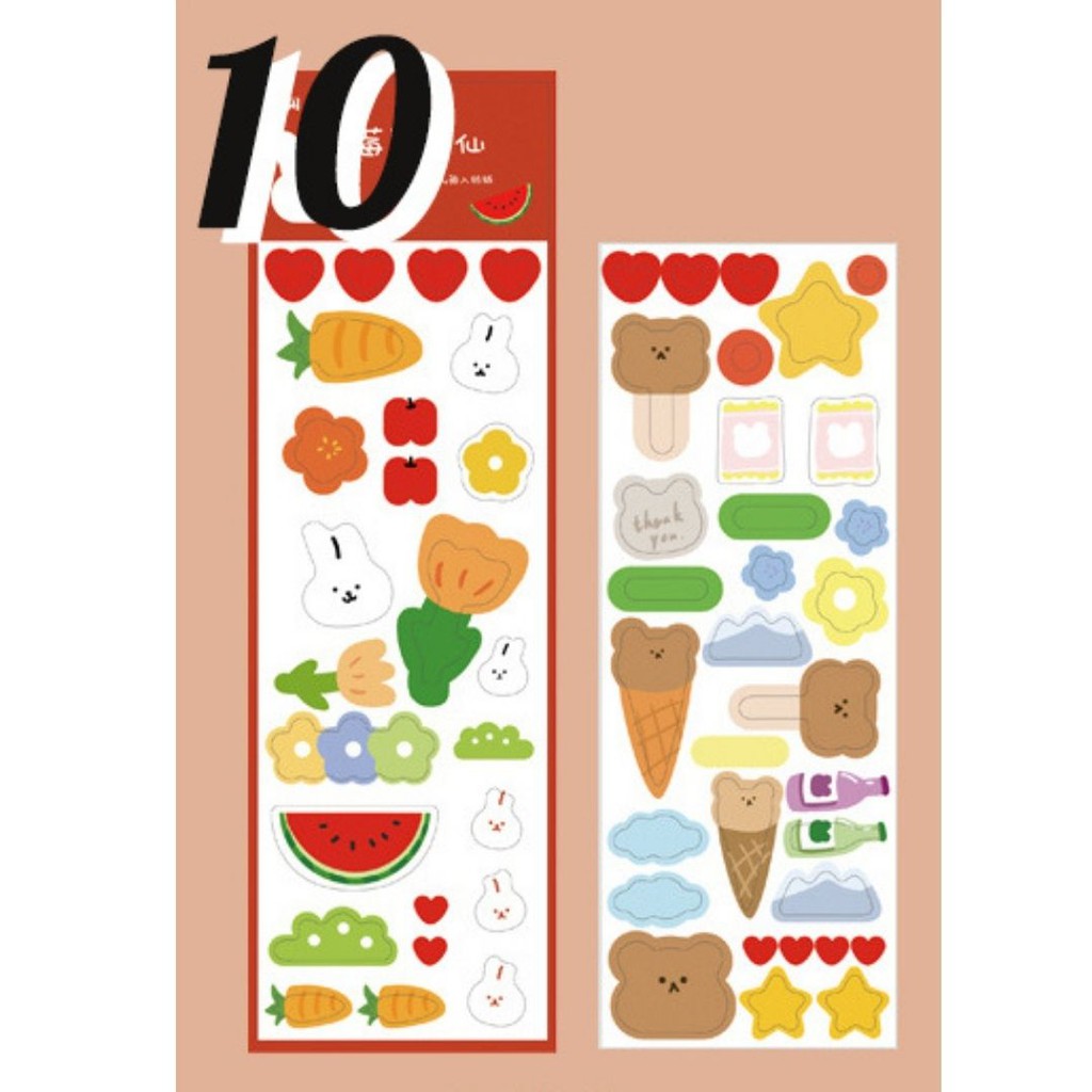 Set 4 tấm nhãn dán sticker hình gấu dễ thương phong cách Hàn Quốc ST145