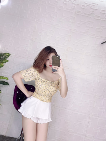 Áo voan nhún hoa mùa hè tay ngắn dễ thương TTSA0028