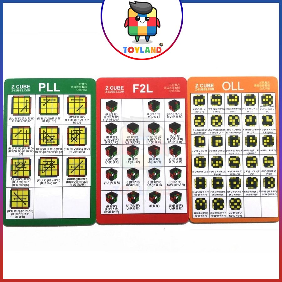 Bộ 3 Card Công Thức CFOP Giải Rubik Tốc Độ F2L OLL PLL Rubic Đồ Chơi Lắp