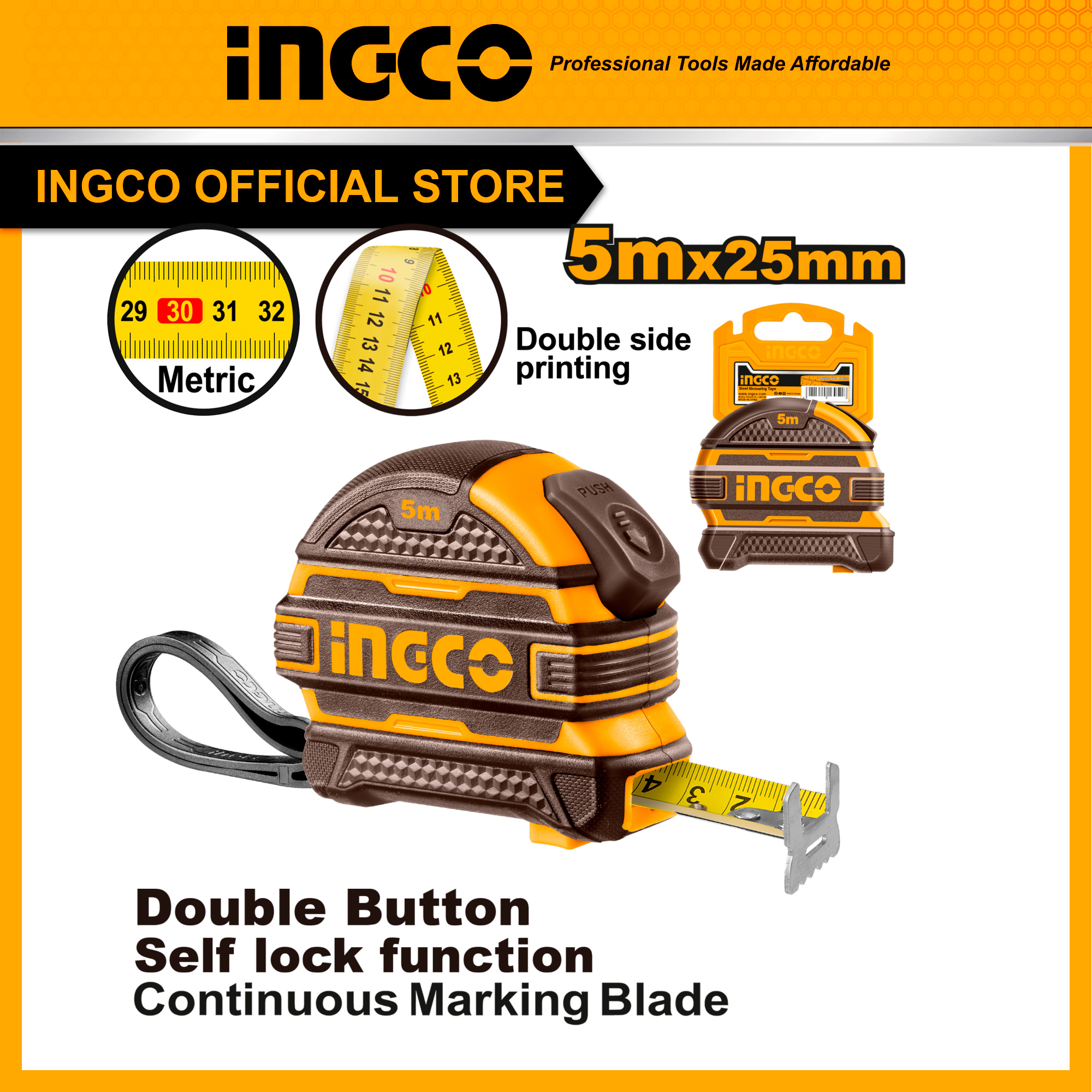 Ingco thước đo tự hãm 5m*25mm hsmt08525-1